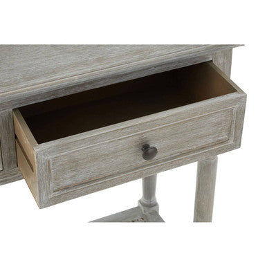 Heritage Grey Wash Wooden 2 Drawer Console Table with Lower Shelf