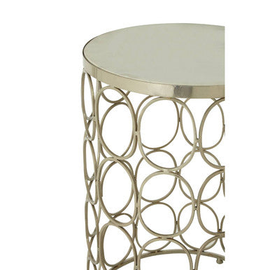 Templar White Marble and Nickel Finish Set of 2 Side Tables
