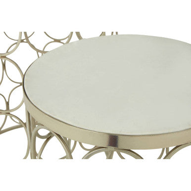 Templar White Marble and Nickel Finish Set of 2 Side Tables