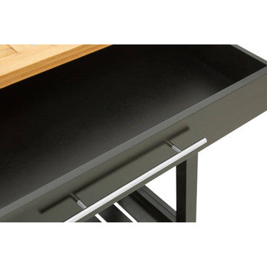 Black Kitchen Trolley with Granite Chopping Surface Glenn | Harlow