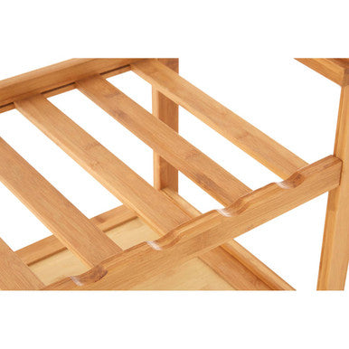 Natural Bamboo One Drawer Kitchen Trolley with Stainless Steel Worktop | Harlow