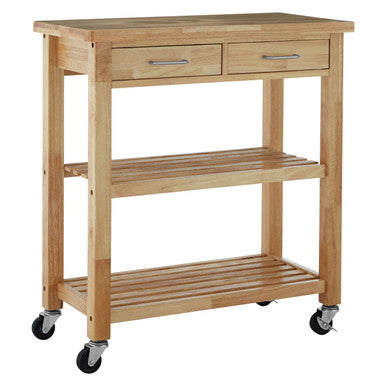Brown Tropical Hevea Wood Kitchen Trolley with Storage Drawers Glenn | Harlow