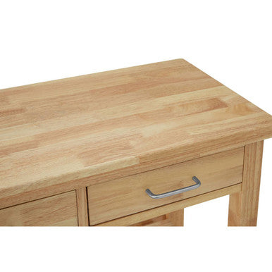 Brown Tropical Hevea Wood Kitchen Trolley with Storage Drawers Glenn | Harlow
