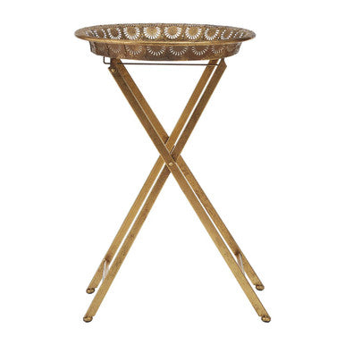 Gold Finish Folding Tray Table | Reza