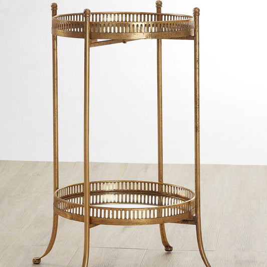 Reza Gold Finish Mirrored Tray Table