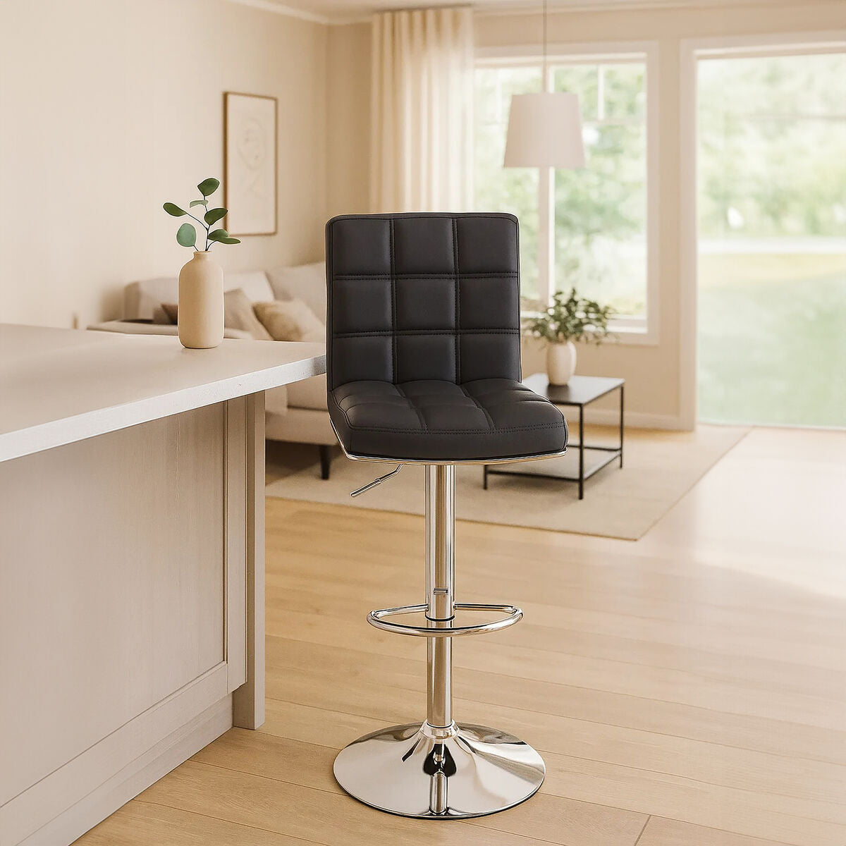 Tavor Grey Faux Leather Bar Chair
