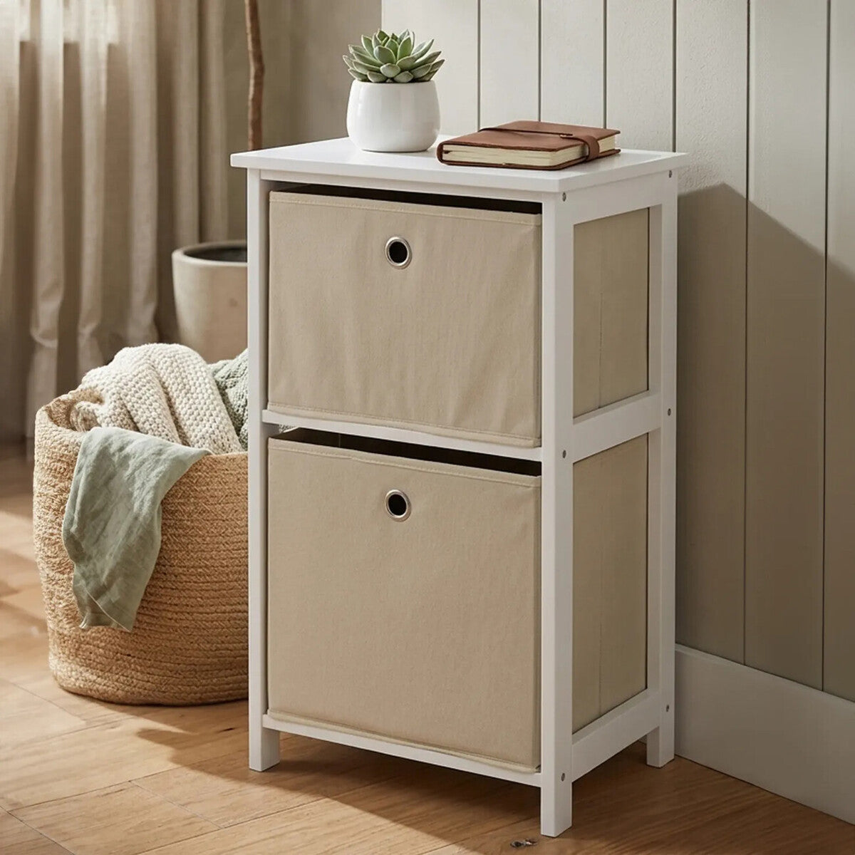 Lindo Natural Fabric 2 Drawer Chest