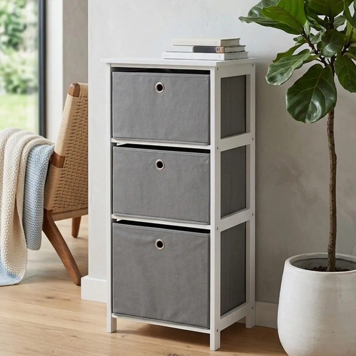 Lindo Grey Fabric 3 Drawer Chest