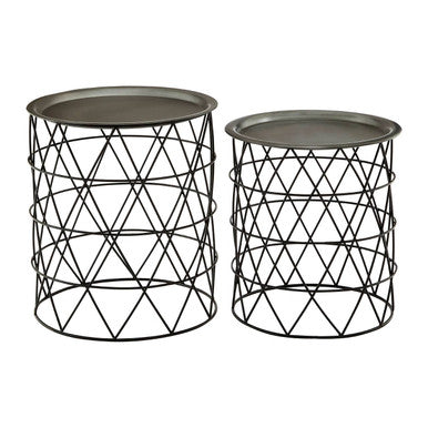 Templar Zinc Top and Black Finish Set of 2 Side Tables