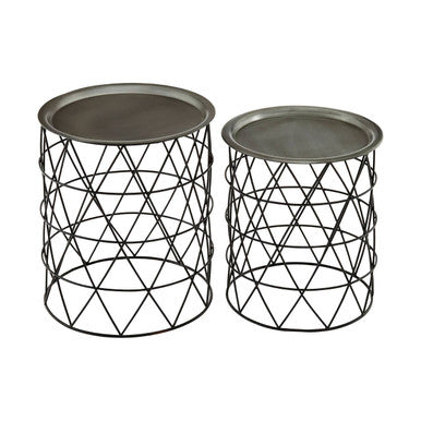 Templar Zinc Top and Black Finish Set of 2 Side Tables