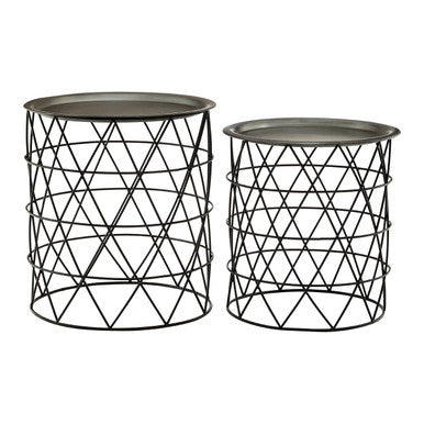 Templar Zinc Top and Black Finish Set of 2 Side Tables
