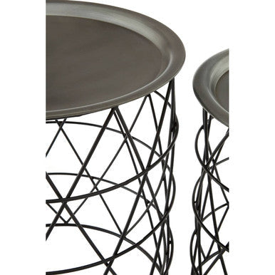 Templar Zinc Top and Black Finish Set of 2 Side Tables