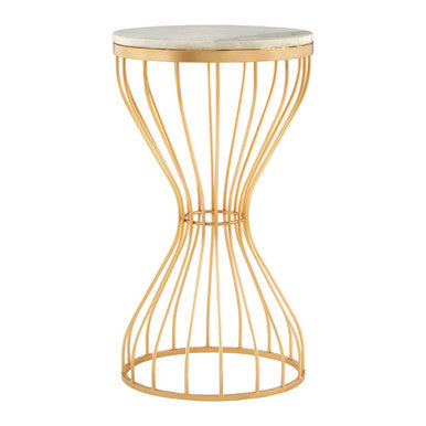 Templar White Marble Side Table with Gold Finish Base