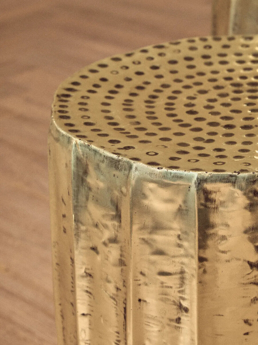 Templar Antique Brass Finish Set of 2 Side Tables and Stools