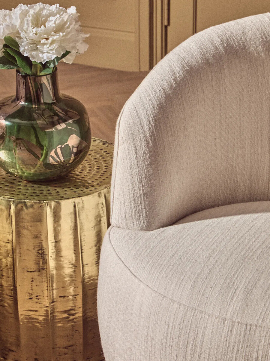 Templar Antique Brass Finish Set of 2 Side Tables and Stools