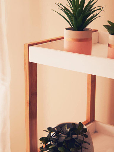 Nostra Five Tiered White And Natural Shelf Unit