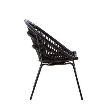 Lagom Black Natural Rattan Chair with Iron Legs
