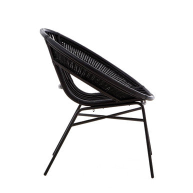 Lagom Black Natural Rattan And Iron Black Chair