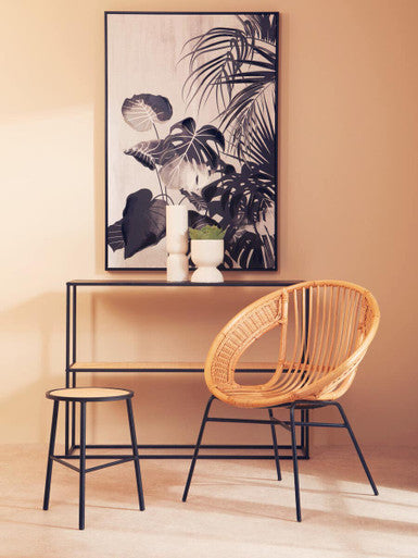 Natural Rattan and Black Iron Chair | Lagom