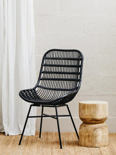 Lagom Curved Black Natural Rattan Chair