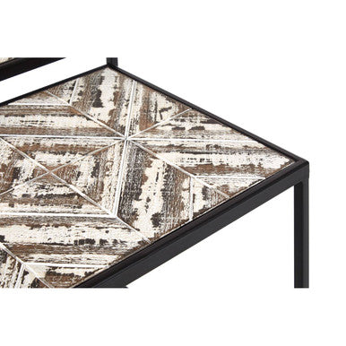 Lombok Rustic Chevron Design Set of 2 Side Tables