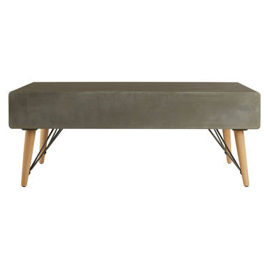 Grey Steel Frame and Natural Wooden Coffee Table with Six Drawers, Trinity