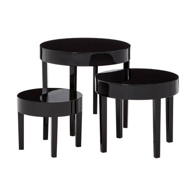 Moritz Black High Gloss Finish Set of 3 Round Side Tables