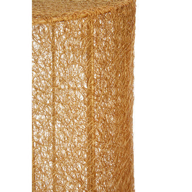 Set of 2 Gold Finish Open Weave Mesh Round Side Tables, Templar