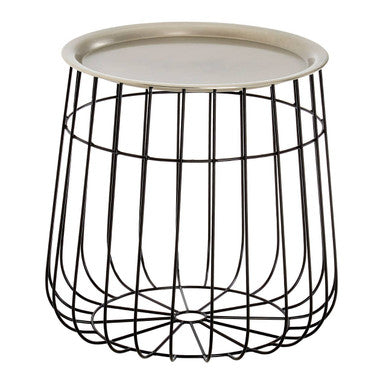Templar Silver and Black Wire Detail Tray Side Table