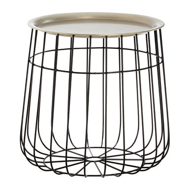 Templar Silver and Black Wire Detail Tray Side Table