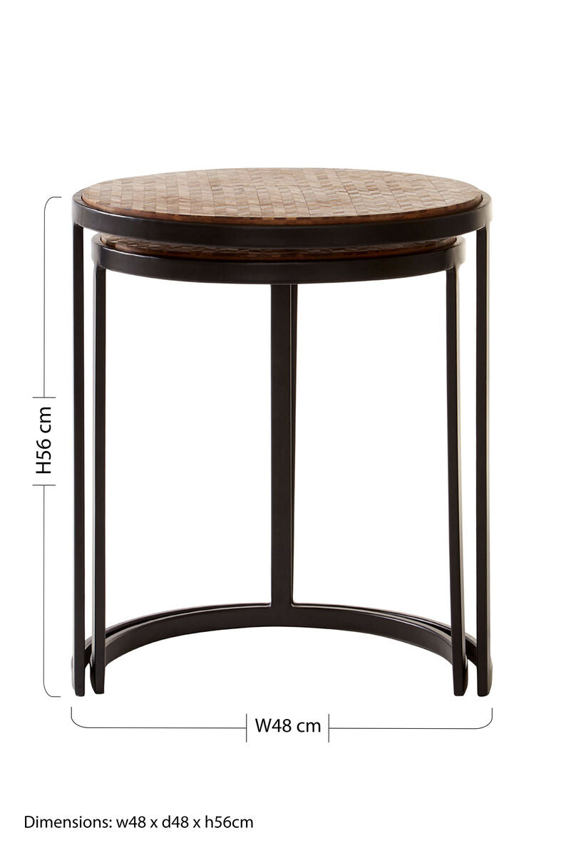 Halle Set of Two Chevron Design Nesting Tables