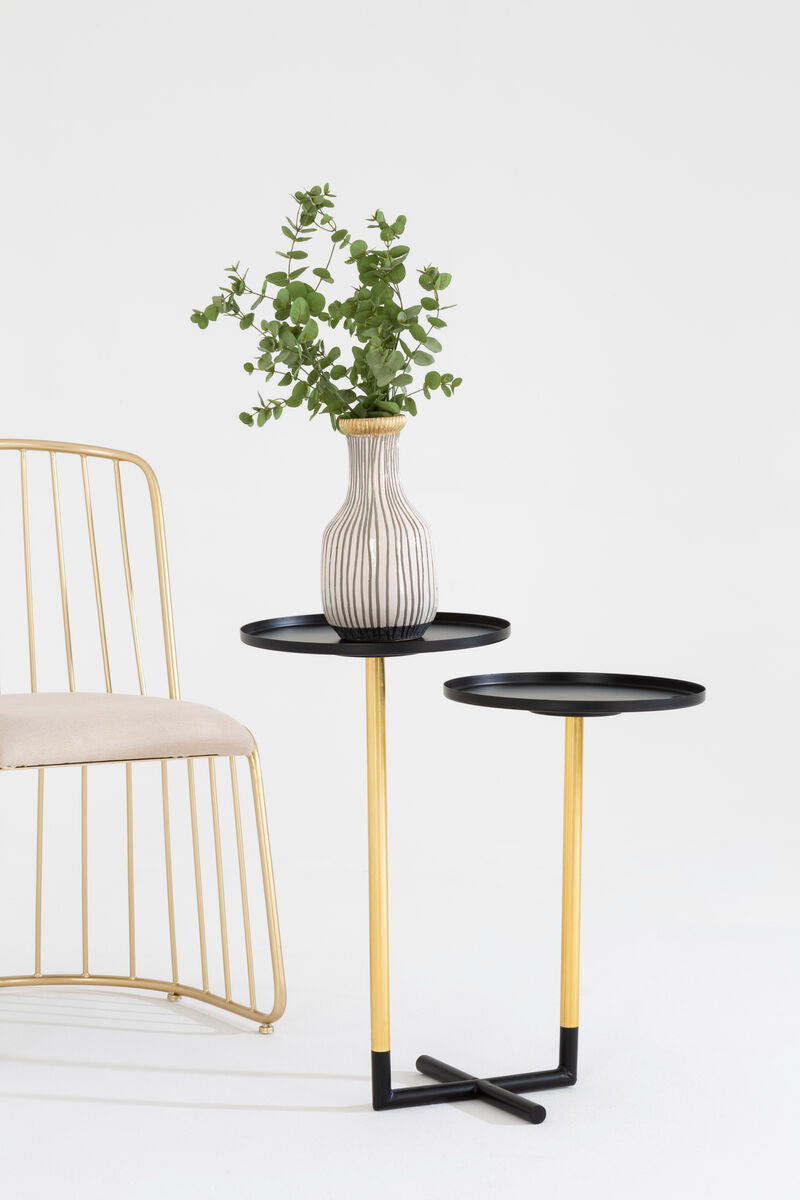 Halle Black and Gold 2 Tier Side Table