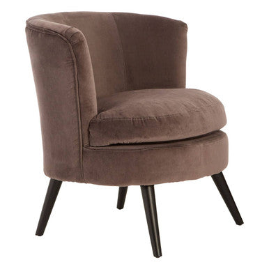 Plush Round Grey Velvet Curved Chair
