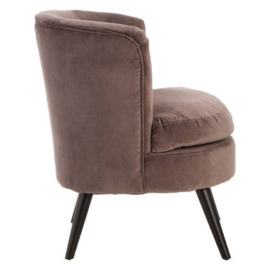 Plush Round Grey Velvet Curved Chair