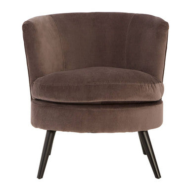 Plush Round Grey Velvet Curved Chair
