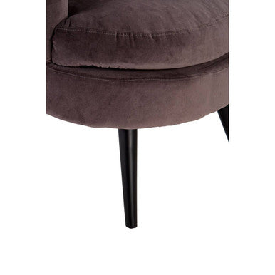 Plush Round Grey Velvet Curved Chair