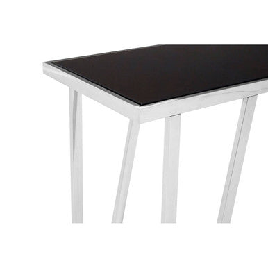 Ackley Black Glass and Chrome Finish Console Table