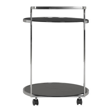 Ackley Black Glass and Chrome Finish 2 Tier Drinks Trolley