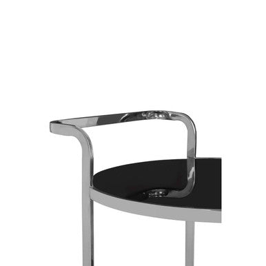 Ackley Black Glass and Chrome Finish 2 Tier Drinks Trolley