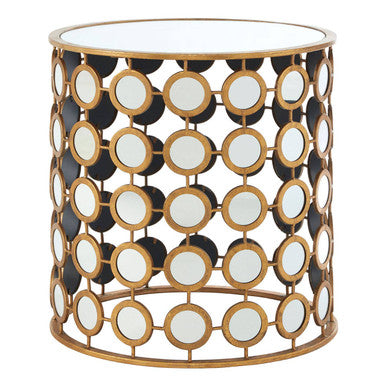 Zariah Gold Finish Mirror Side Table