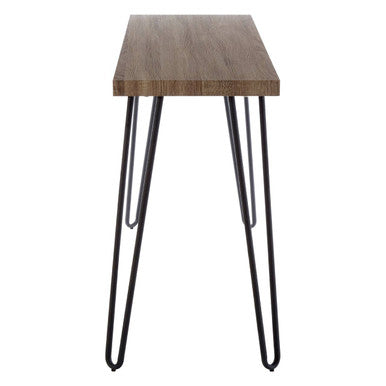 Natural Veneer Wooden Top Console Table with Hairpin Metal Legs, Borough