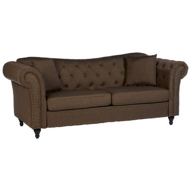 3 Seater Brown Chesterfield Sofa, Fable