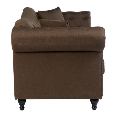 3 Seater Brown Chesterfield Sofa, Fable