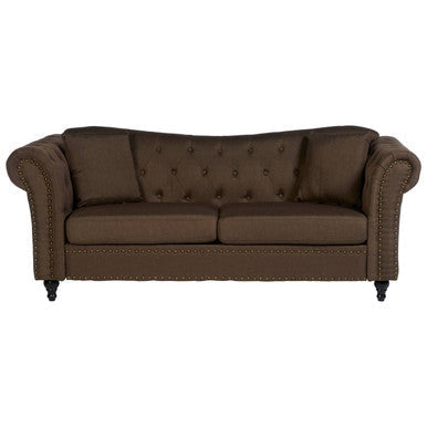 3 Seater Brown Chesterfield Sofa, Fable