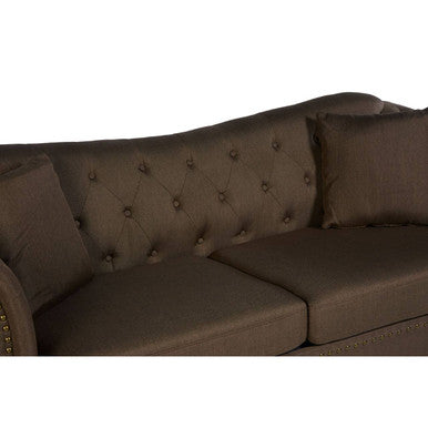 3 Seater Brown Chesterfield Sofa, Fable