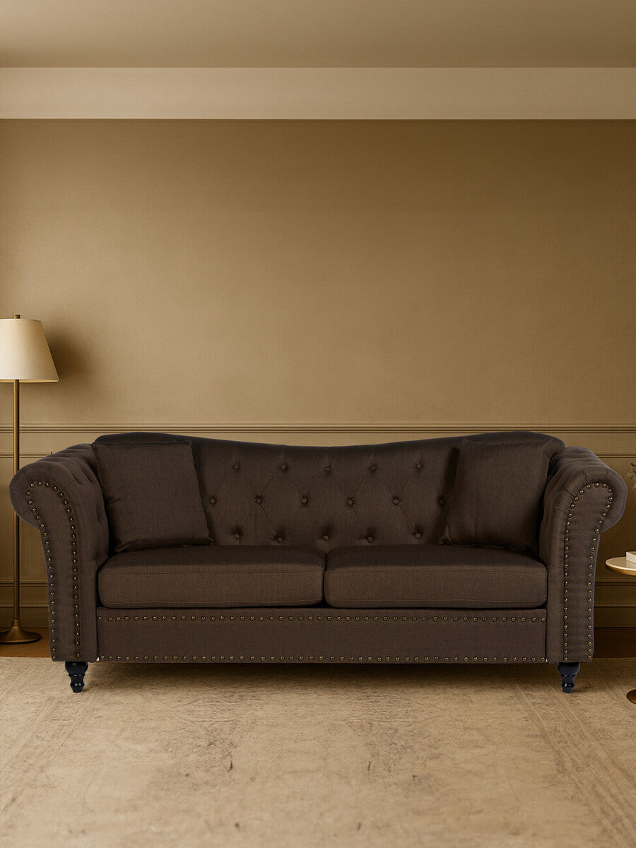 3 Seater Brown Chesterfield Sofa, Fable