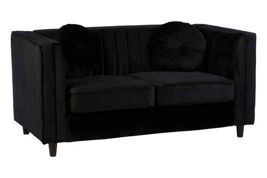 2 Seater Black Velvet Sofa | Farah