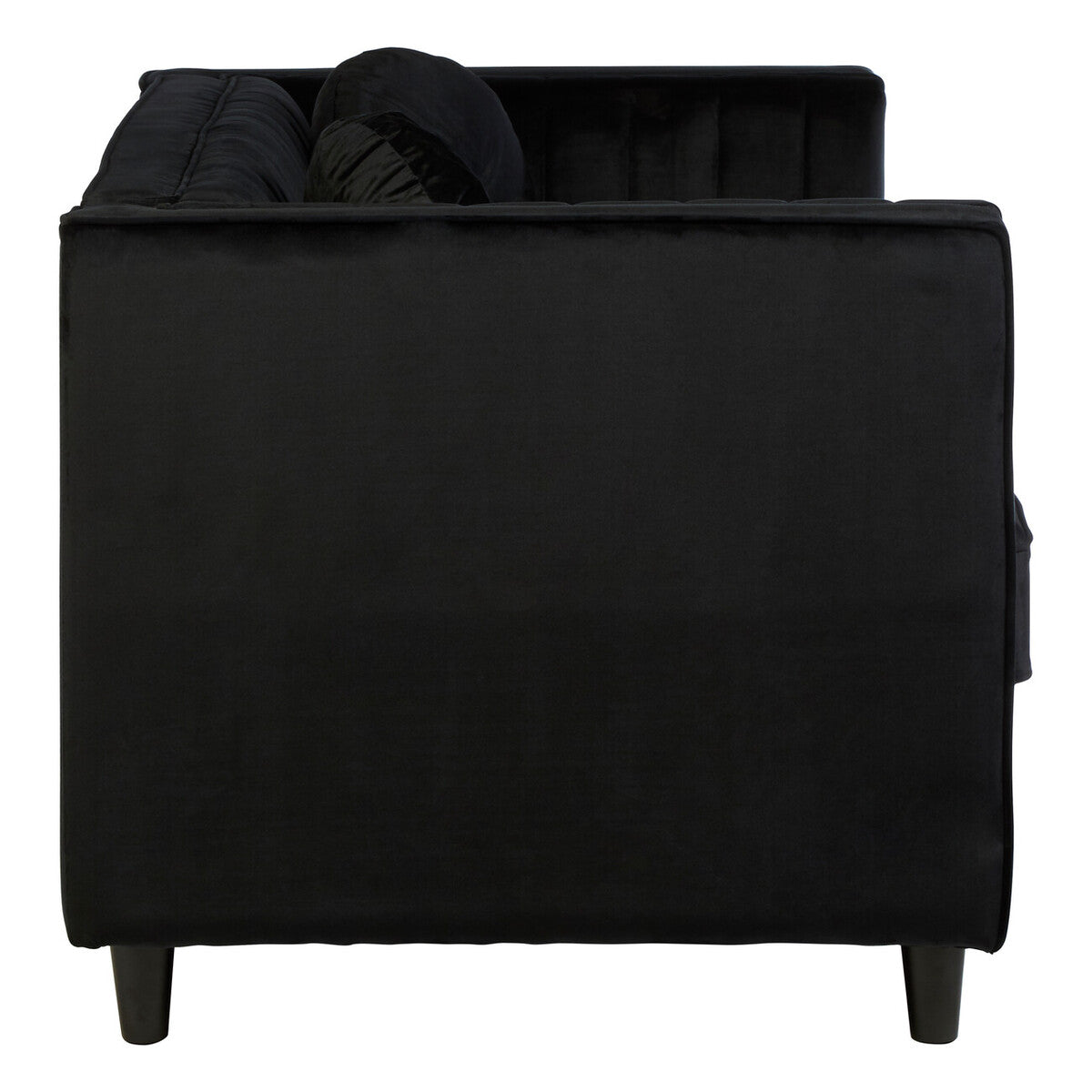 Farah Black Velvet 2 Seater Sofa with Pleated Detail