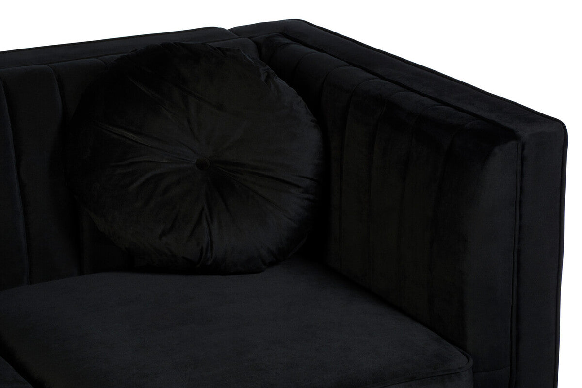 2 Seater Black Velvet Sofa, Farah