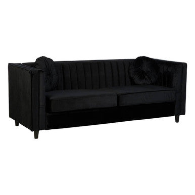 3 Seater Black Velvet Sofa, Farah